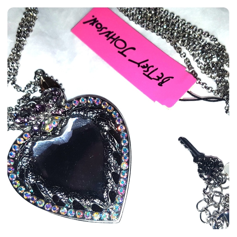 Betsey Johnson crystal heart necklace
